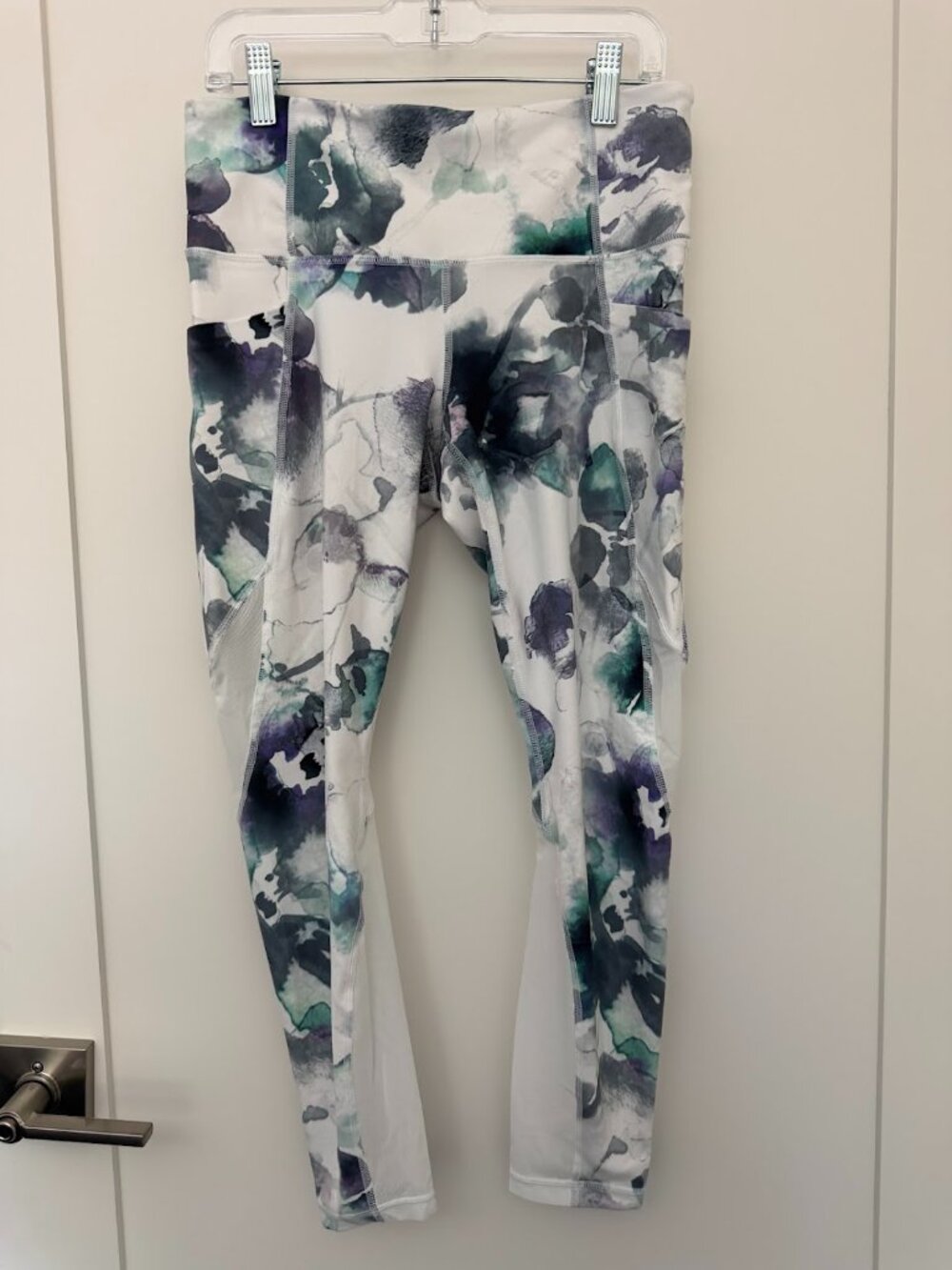 Athleta High Rise Watercolor Floral Mesh Panel Leggings Small Petite